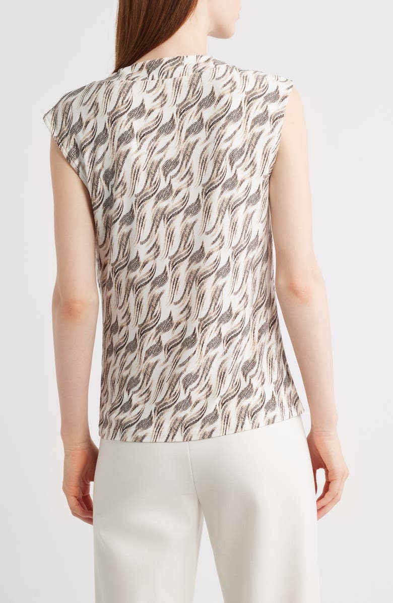 Anne Klein Abstract Print Cowl Neck Cap Sleeve Top, Alternate, color, 