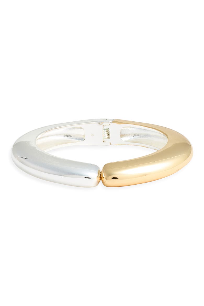 Two-Tone Hinged Bangle, Main, color, GOLD- SILVER