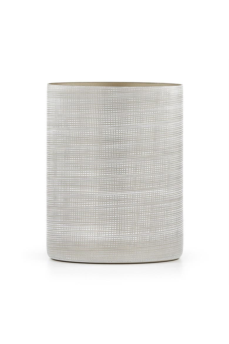 Woven Platinum Waste Basket, Main, color, SILVER