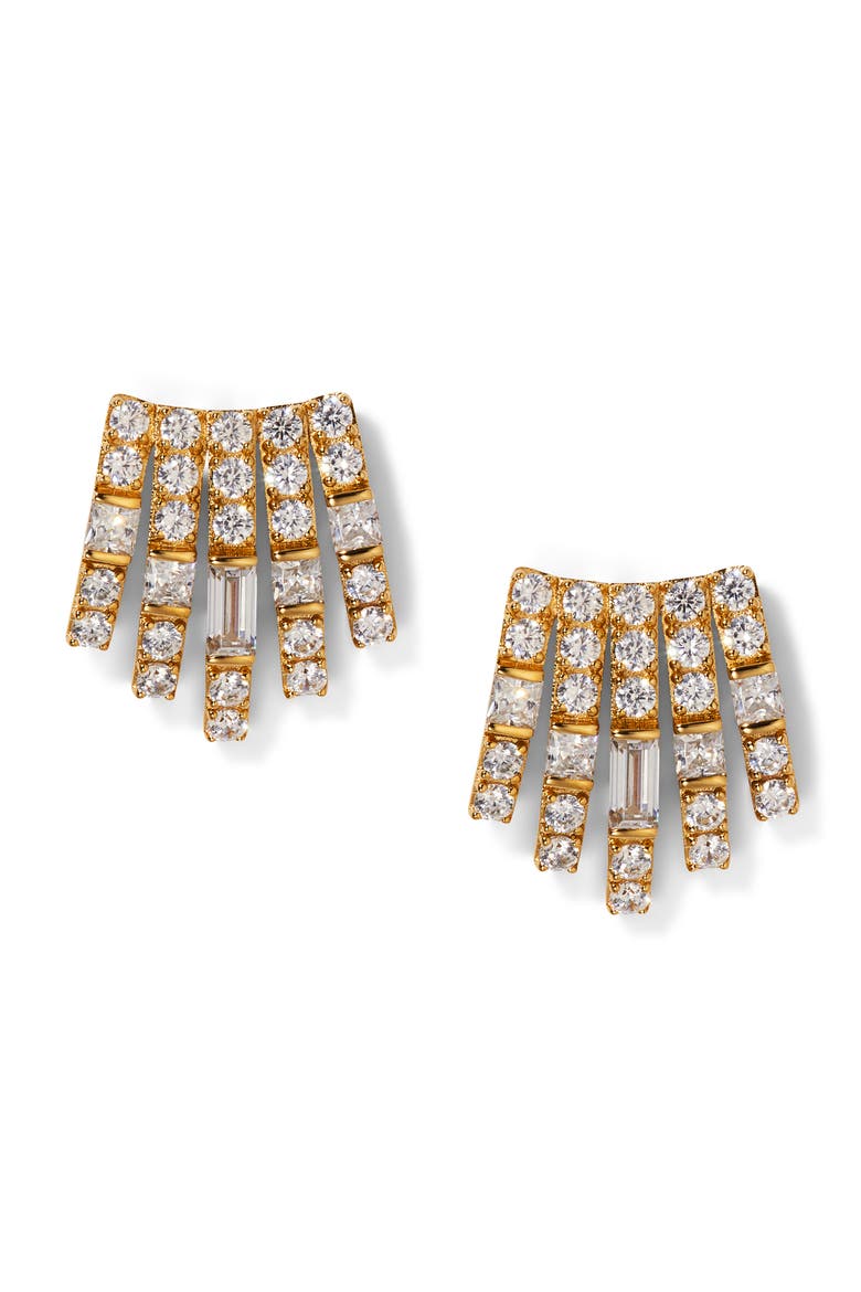 Delphine Cubic Zirconia Stud Earrings, Main, color, GOLD