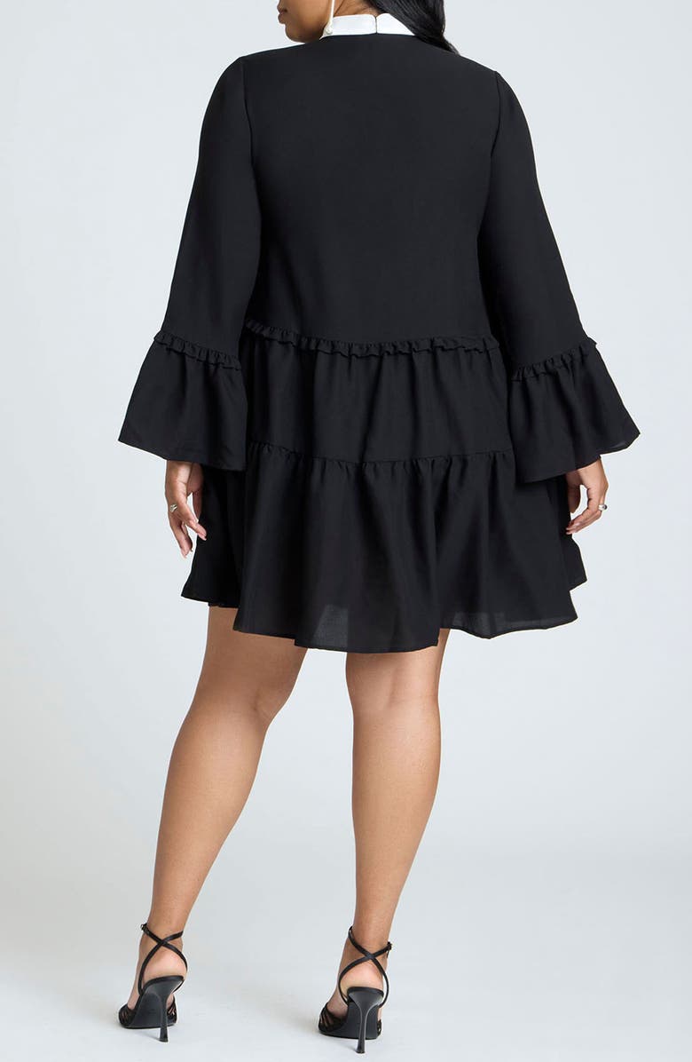ELOQUII Bow Long Sleeve Tiered Minidress, Alternate, color, 