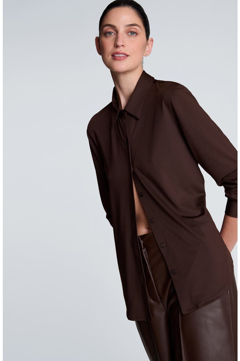 Long Sleeve Button Front Shirt, Alternate, color, MEDIUM BARK