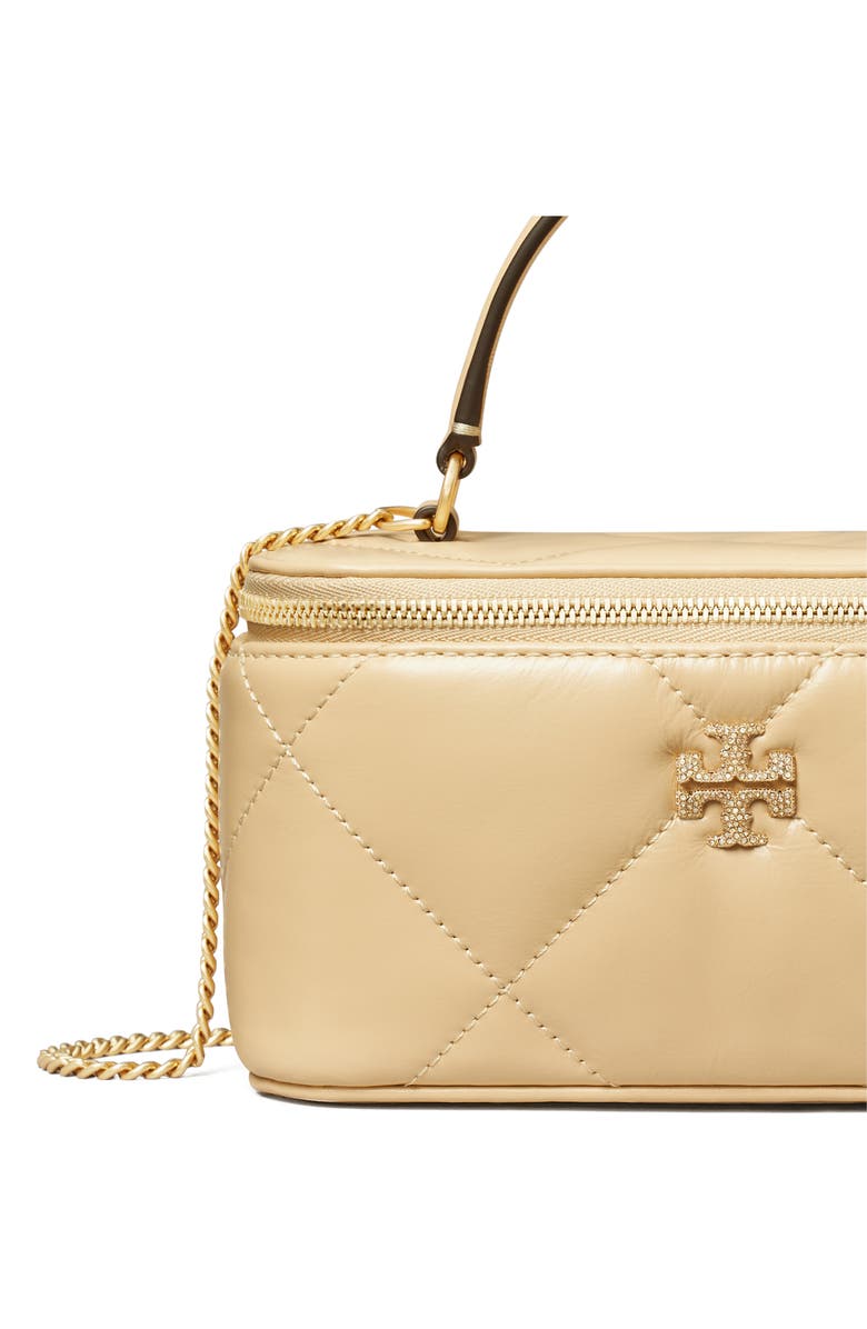 Tory Burch Kira Pavé Logo Diamond Quilted Leather Vanity Train Case, Alternate, color,