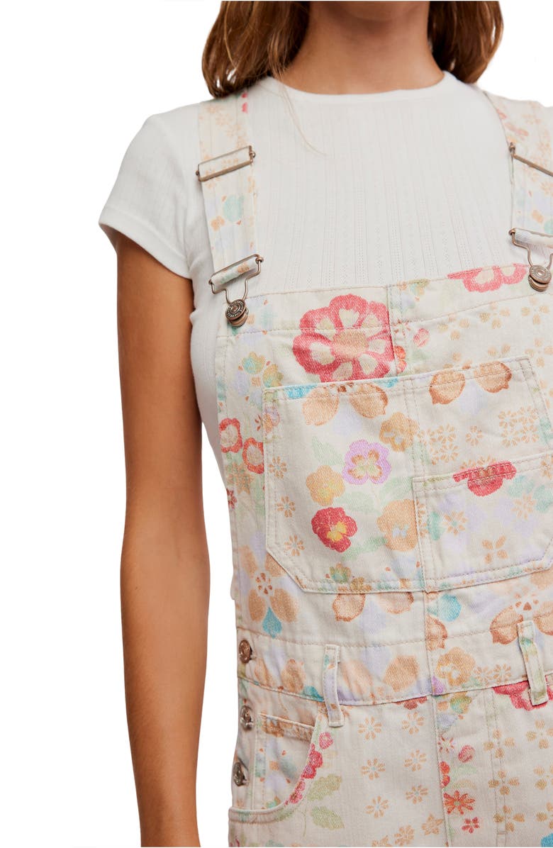 Free People Ziggy Floral Short Overalls, Alternate, color, 