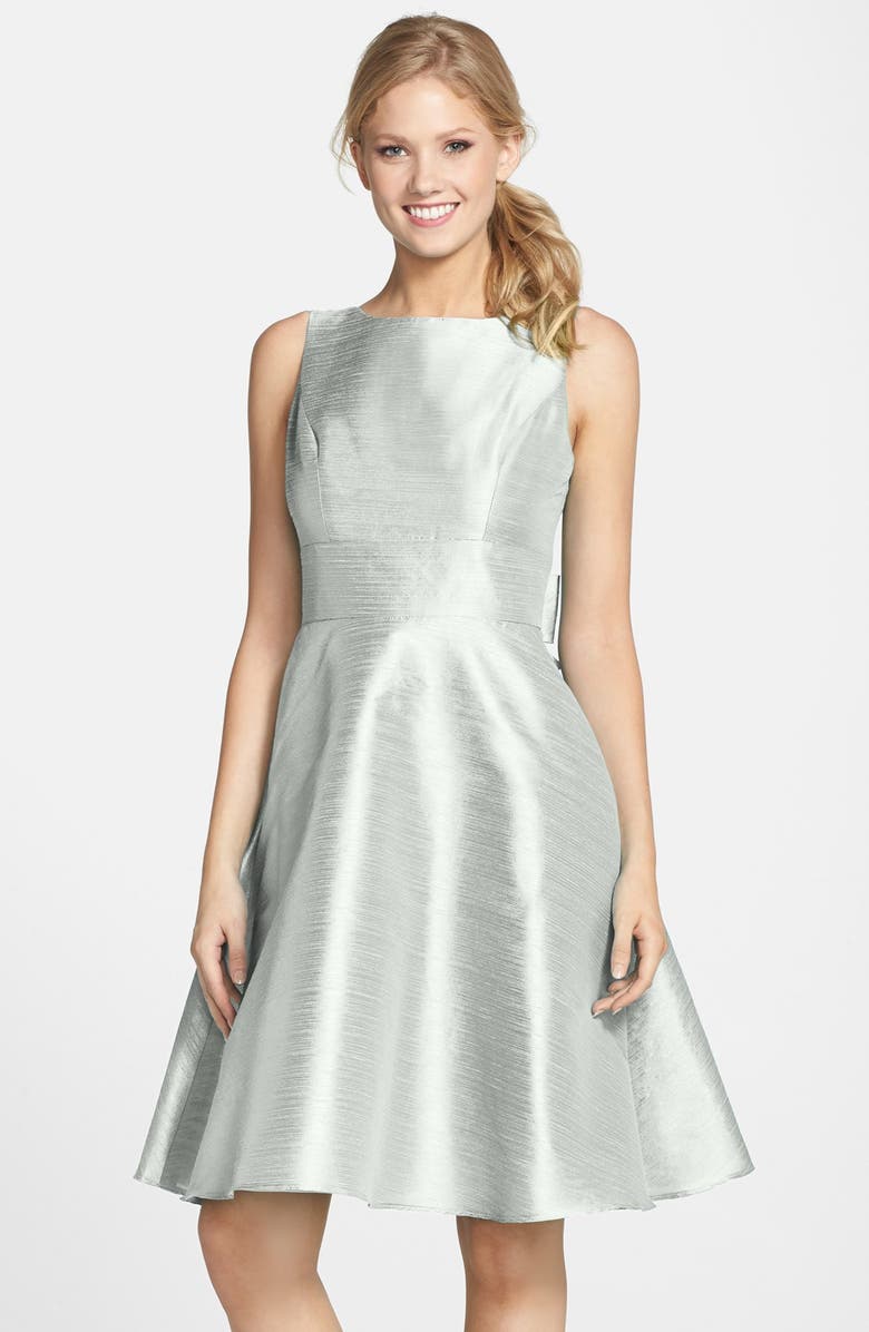 Alfred Sung Bow Back Sleeveless Dupioni Dress, Main, color, 