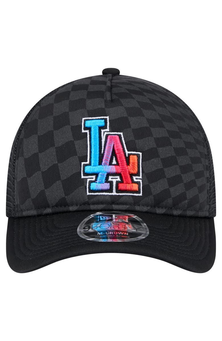 New Era Men's New Era Black Los Angeles Dodgers Gradient 9FORTY A-Frame M-Crown Trucker Adjustable Hat, Alternate, color, Black