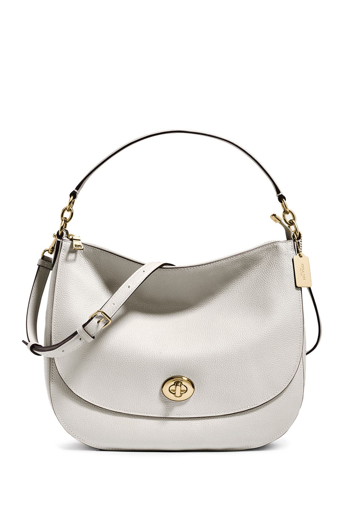COACH Turnlock Leather Hobo Bag, Main, color, 