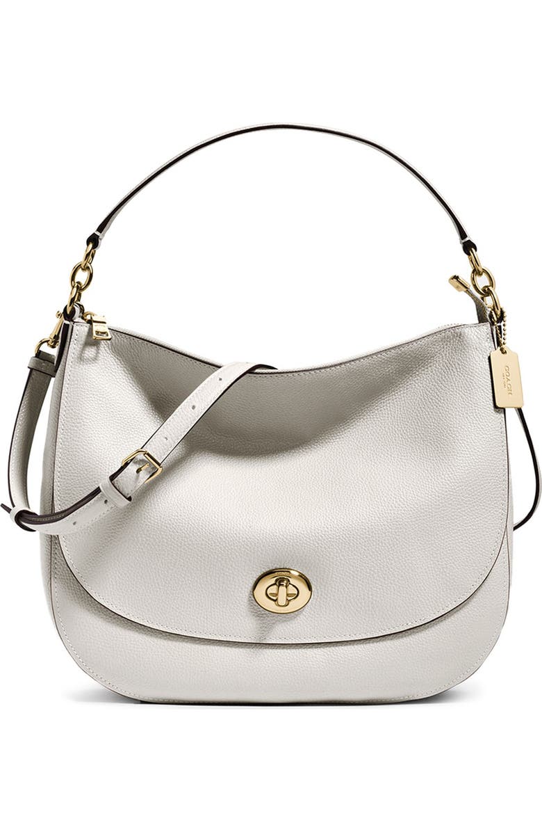COACH Turnlock Leather Hobo Bag, Main, color,
