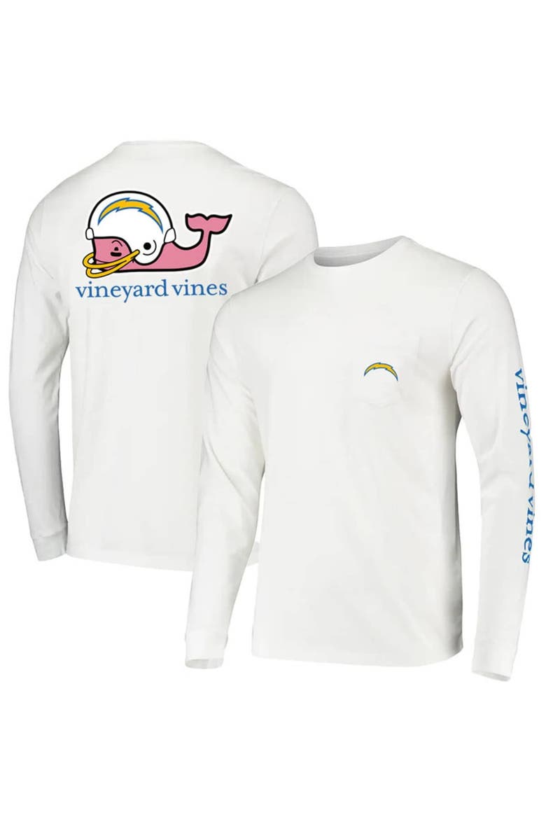 Men's Vineyard Vines White Los Angeles Chargers Whale Helmet Team Long Sleeve T-Shirt, Alternate, color, White