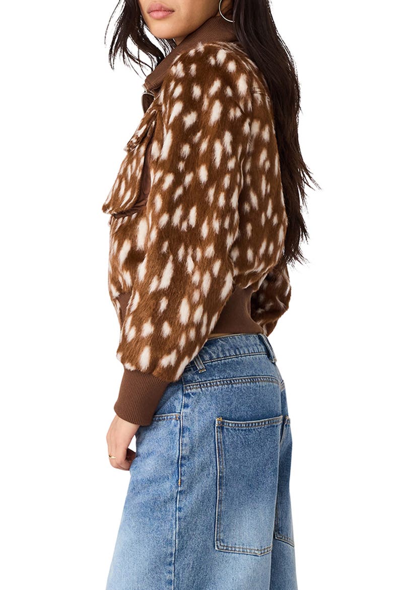 Hunton Faux Fur Bomber Jacket, Alternate, color, ABSTRACT DOT