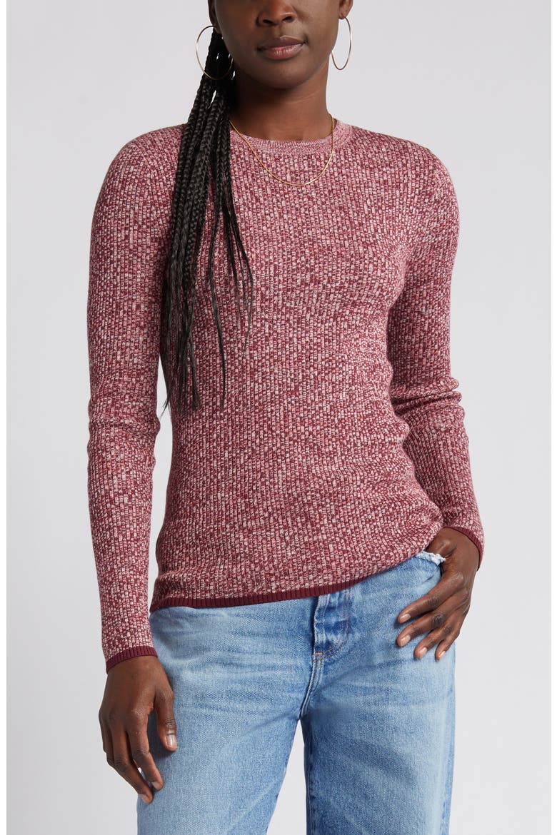 Crewneck Rib Sweater, Alternate, color, BURGUNDY COMBO