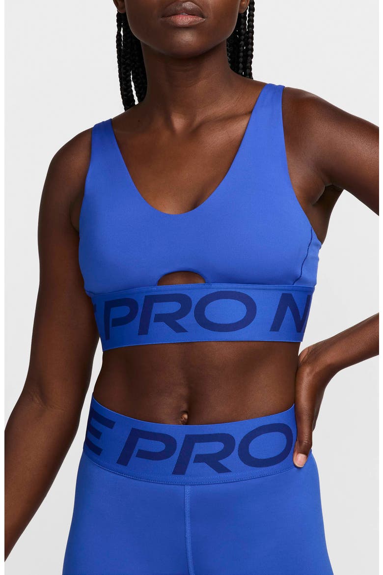 Pro Indy Plunge Medium-Support Padded Sports Bra, Main, color, HYPER ROYAL/ DEEP ROYAL BLUE