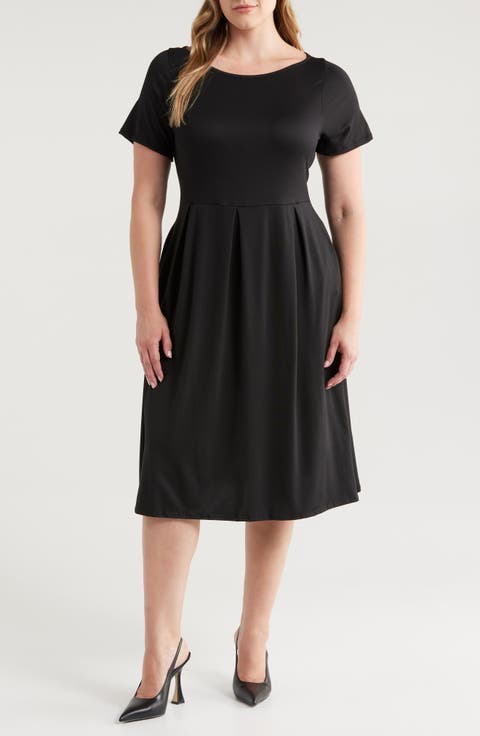 Stretch A-Line Midi Dress (Plus)