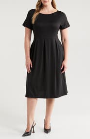 24seven Comfort Apparel Stretch A-Line Midi Dress