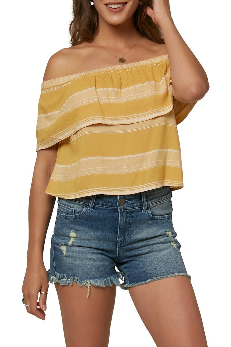 Stripe Off the Shoulder Top, Main, color, MIMOSA
