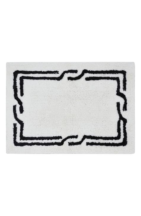 Black & White Border Bath Rug