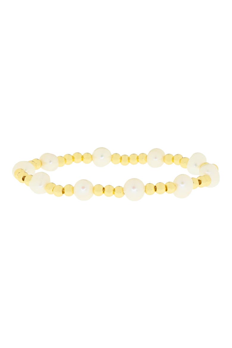 Mellie Cultured Pearl & Bead Stretch Bracelet, Main, color, GOLD