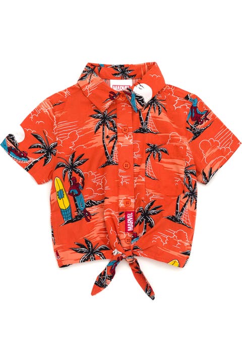 Spider-Man Button Front Hawaiian Shirt