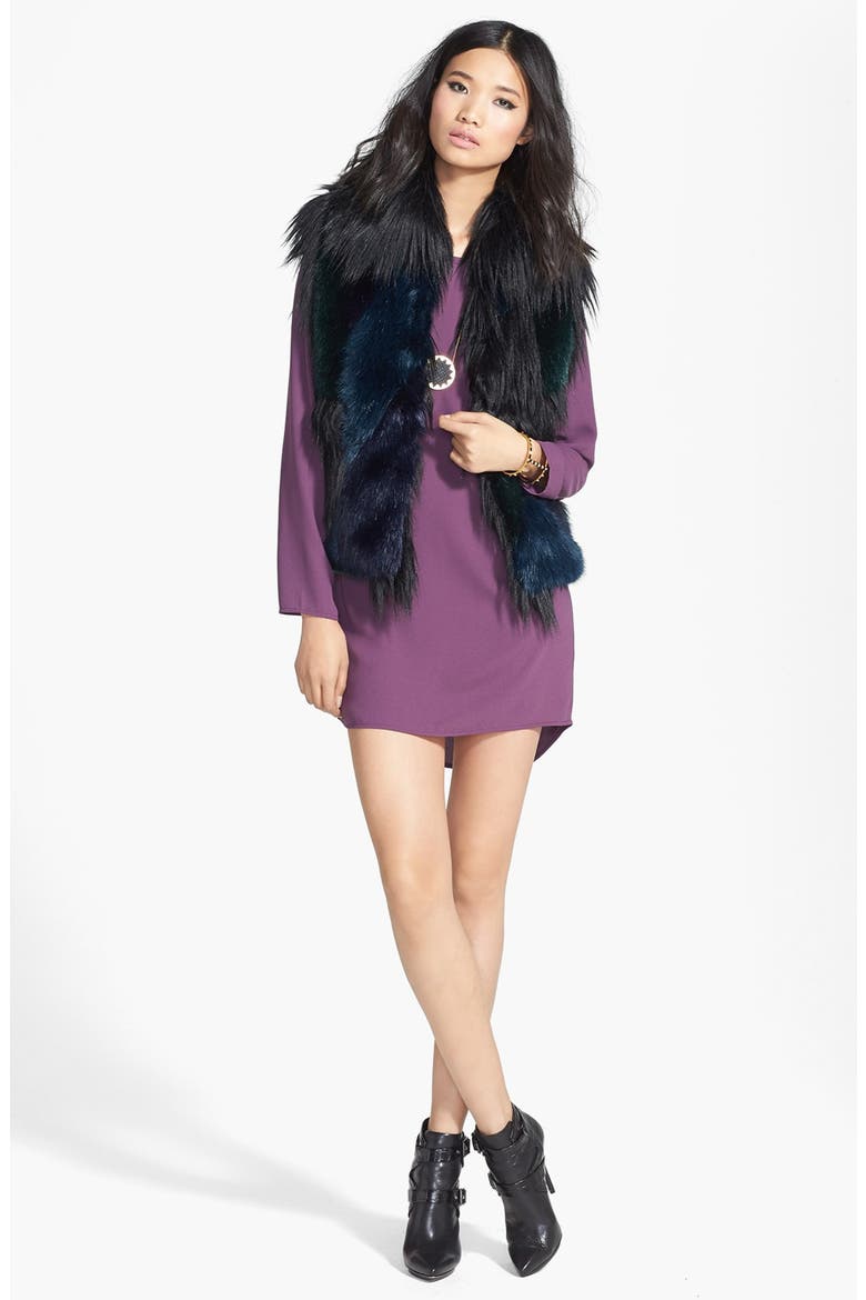 Scoop Back High/Low Shift Dress, Alternate, color, PURPLE BRAMBLE