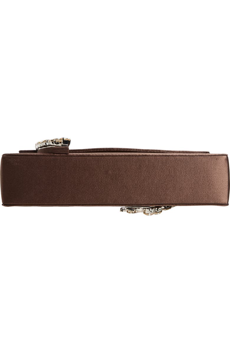 L’alingi Karma Crystal Handle Satin Clutch, Alternate, color, Brown