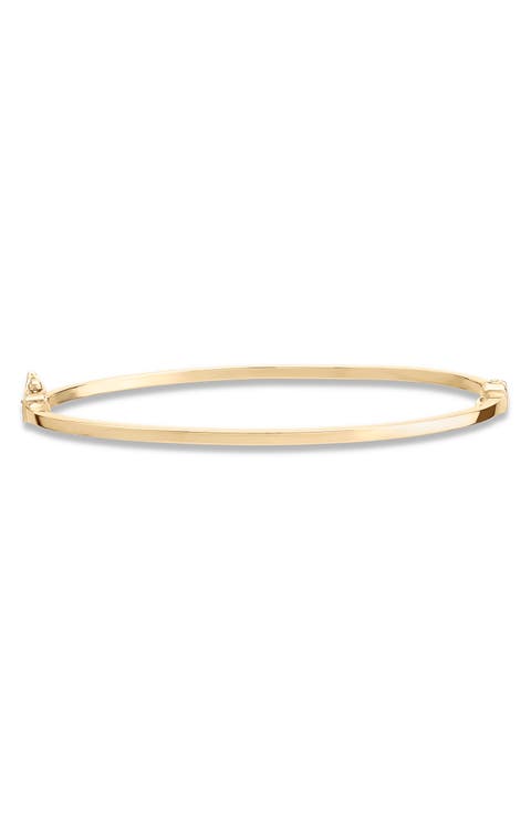 Skinny 14K Gold Hollow Hinged Bangle