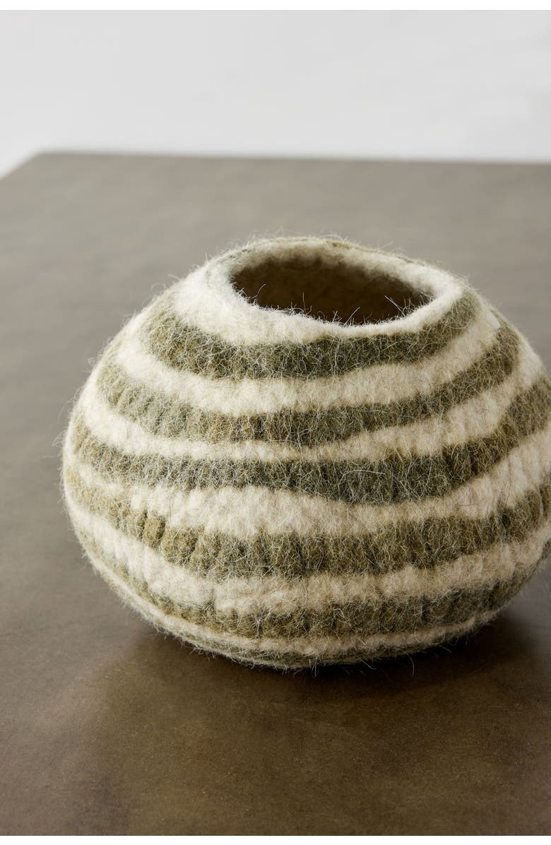 kanju Interiors Pathways Decorative Wool Ukhamba Bowl, Alternate, color, Olive Green