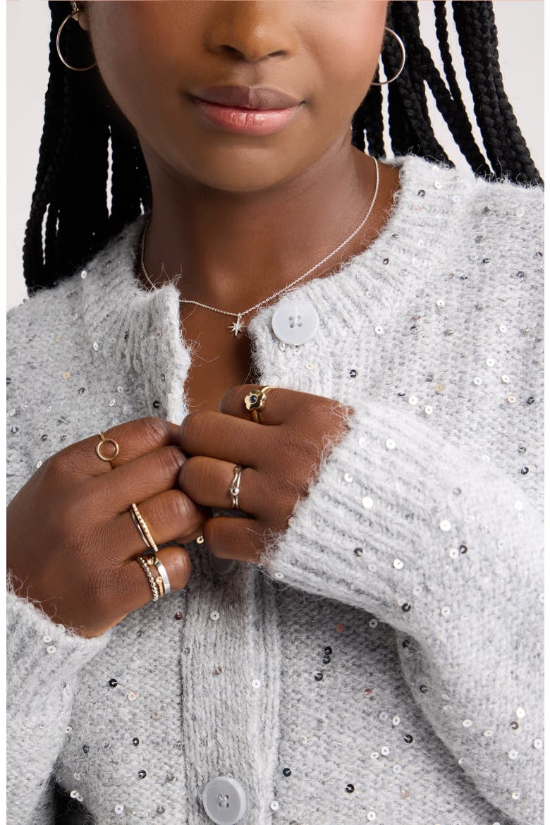 Sequin Bouclé Cardigan, Alternate, color, GREY SOFT HEATHER