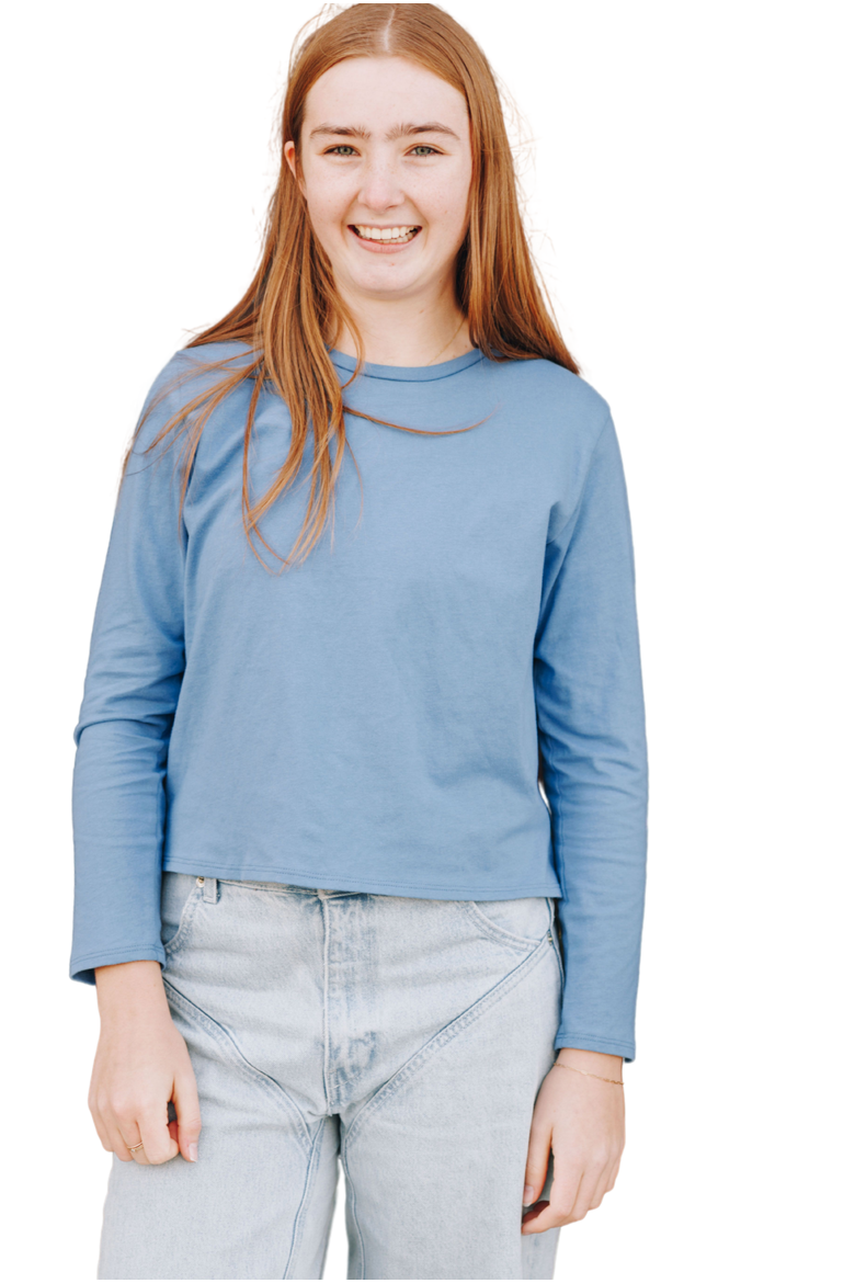 Whisper Long Sleeve Cotton Tee, Main, color, Ocean