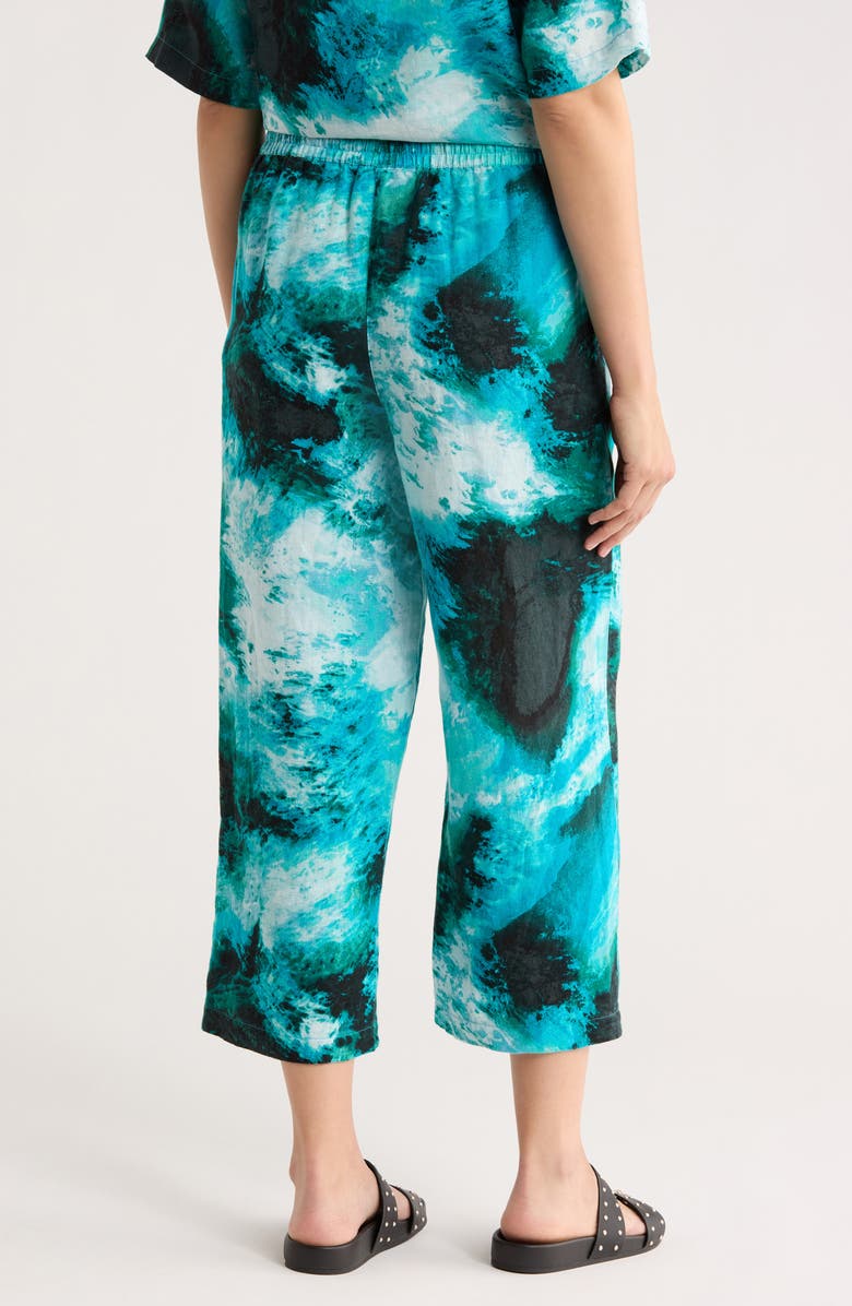 DKNY Print Linen Pants, Alternate, color, Tidal Brus