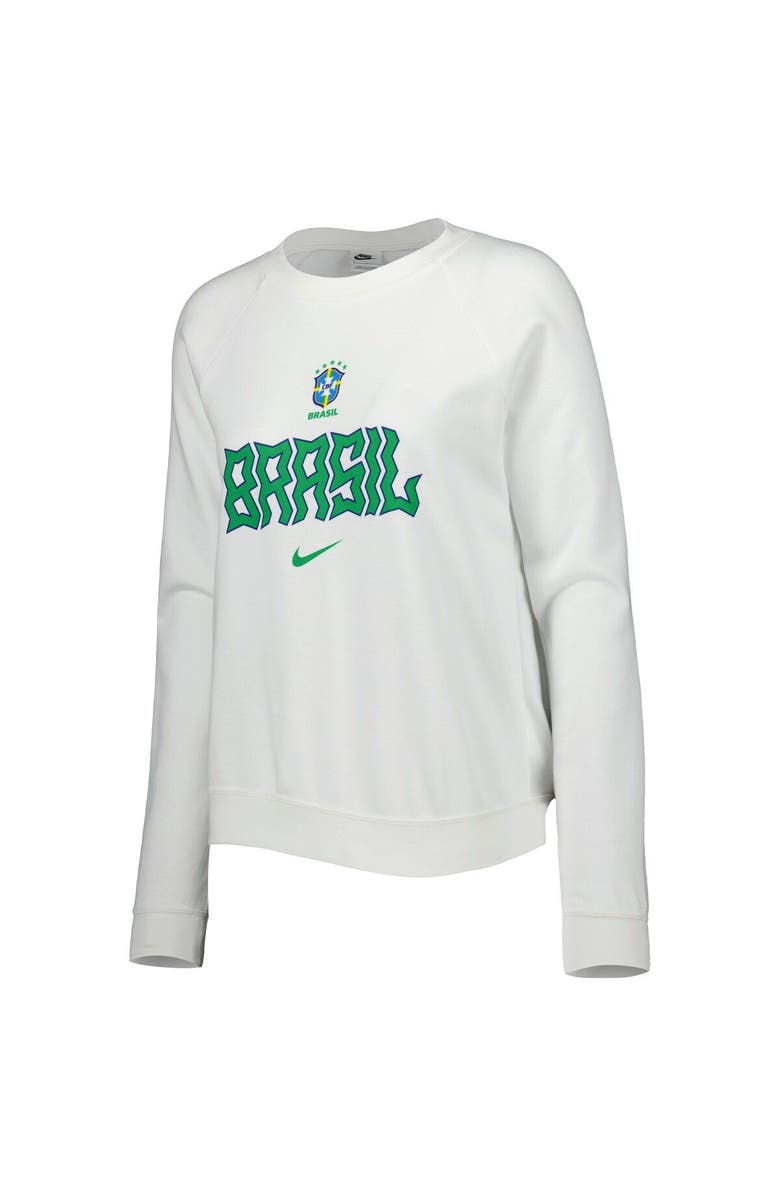 Nike Women's Nike White Brazil National Team Lockup Varsity Tri-Blend Raglan Pullover Sweatshirt, Alternate, color, White