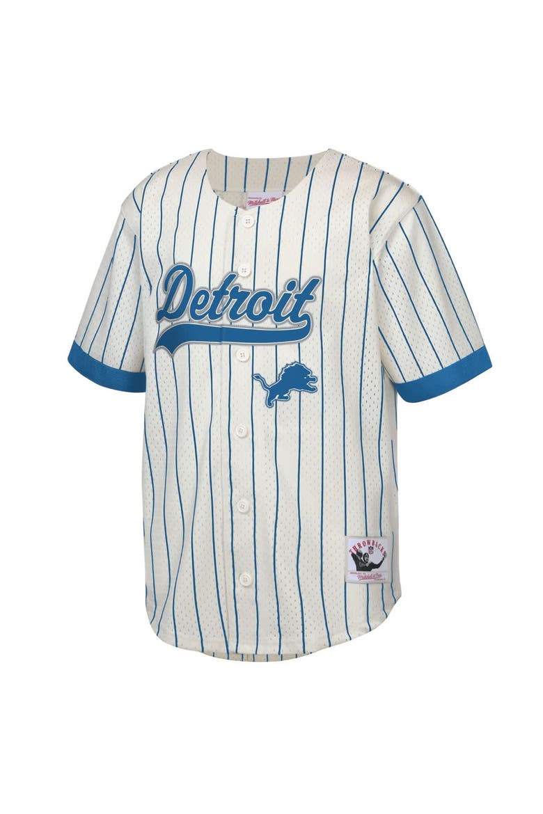 Youth Mitchell & Ness Barry Sanders Cream Detroit Lions Retired Player Name & Number Baseball Jersey, Alternate, color, Cream