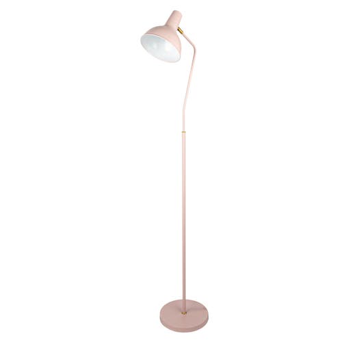 Storied Home Round Metal Floor Lamp With Inline Switch In Pink