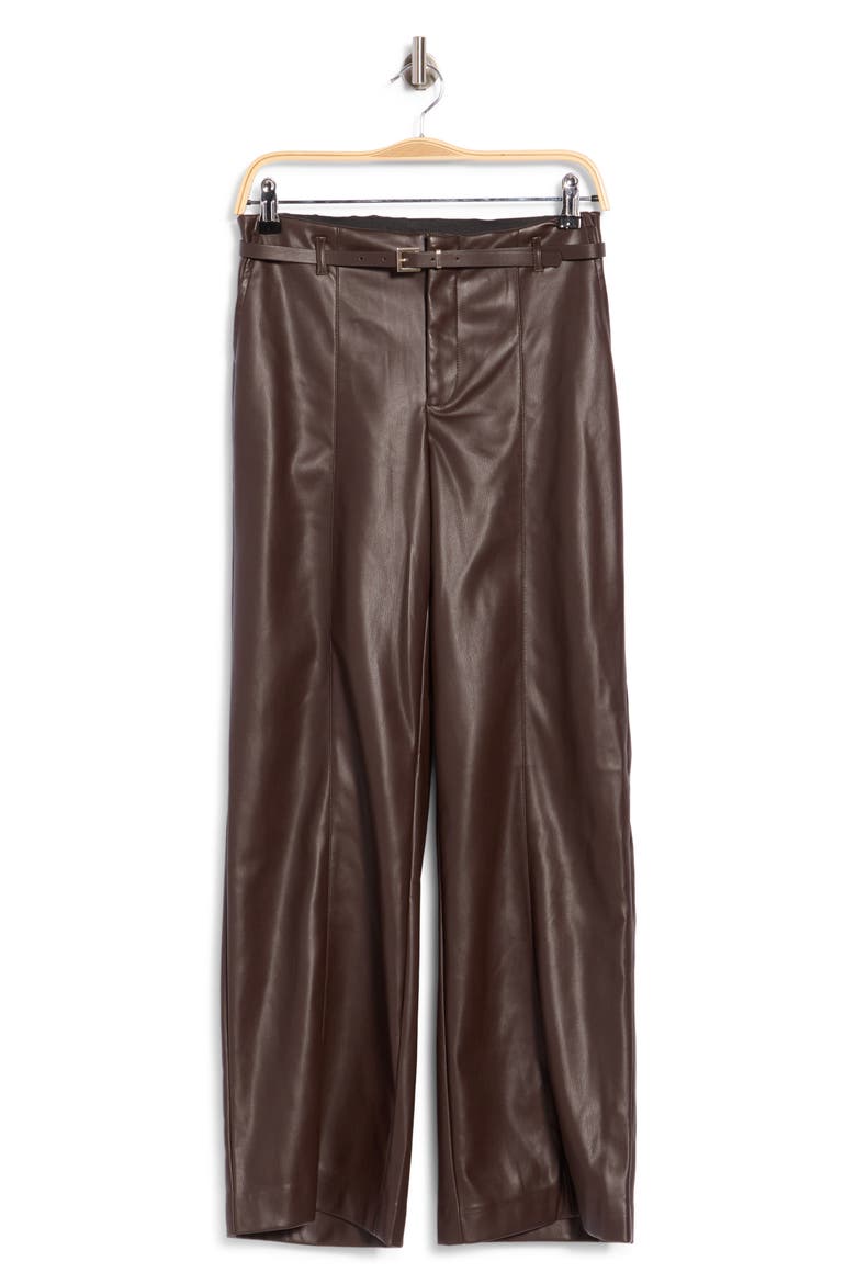 High Waist Wide Leg Faux Leather Pants, Alternate, color, ESPRESSO