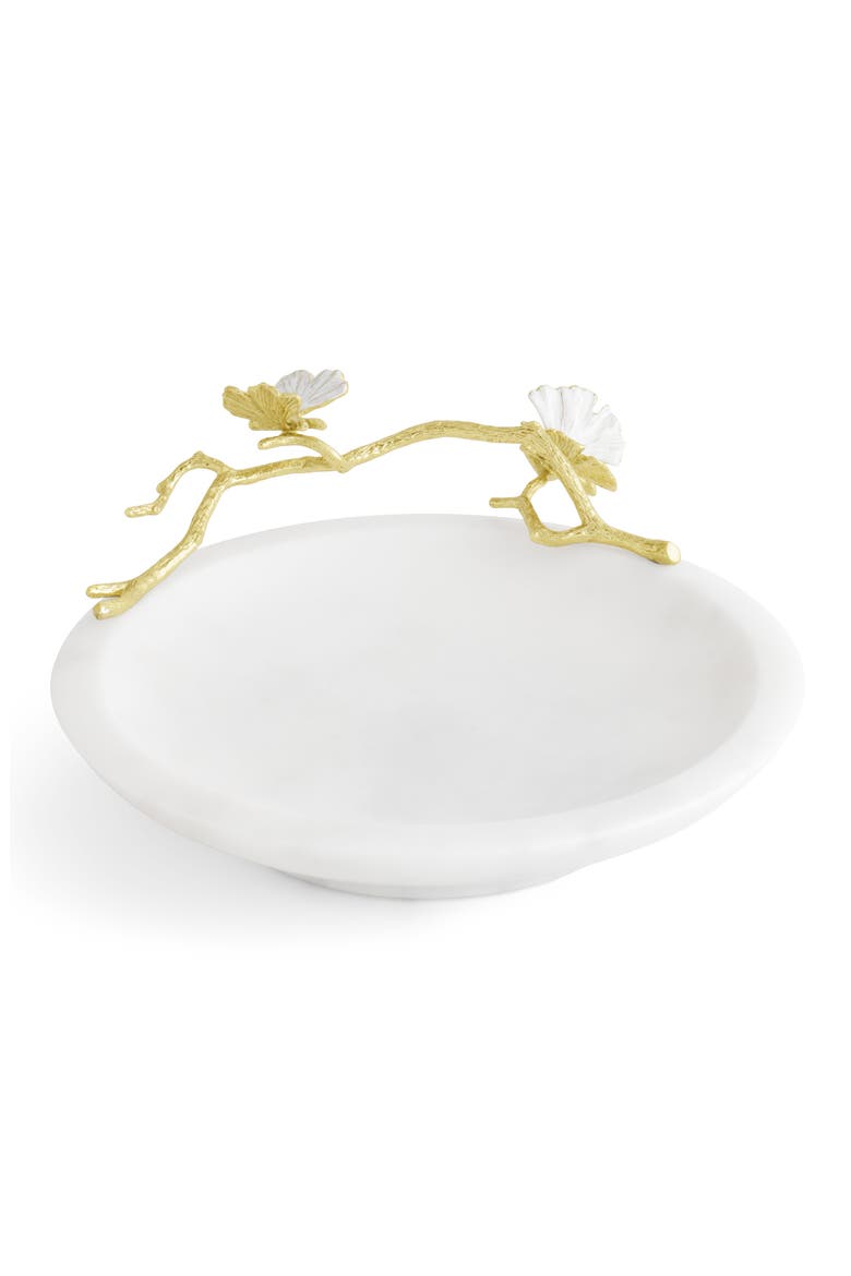 Butterfly Ginkgo Trinket Tray, Main, color, WHITE