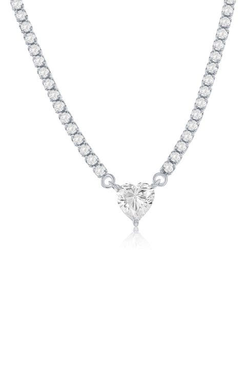 Heart Cubic Zirconia Tennis Necklace