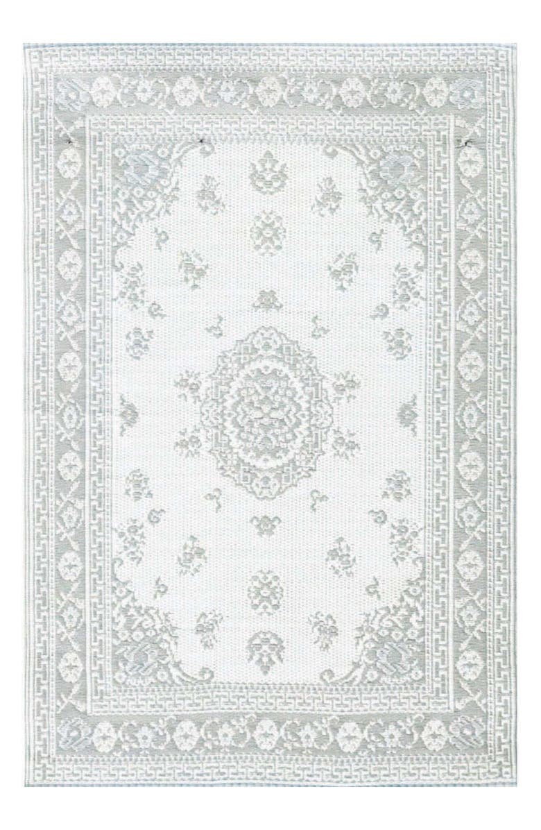 Mad Mats Floral Alabaster, Main, color, Cream And Grey