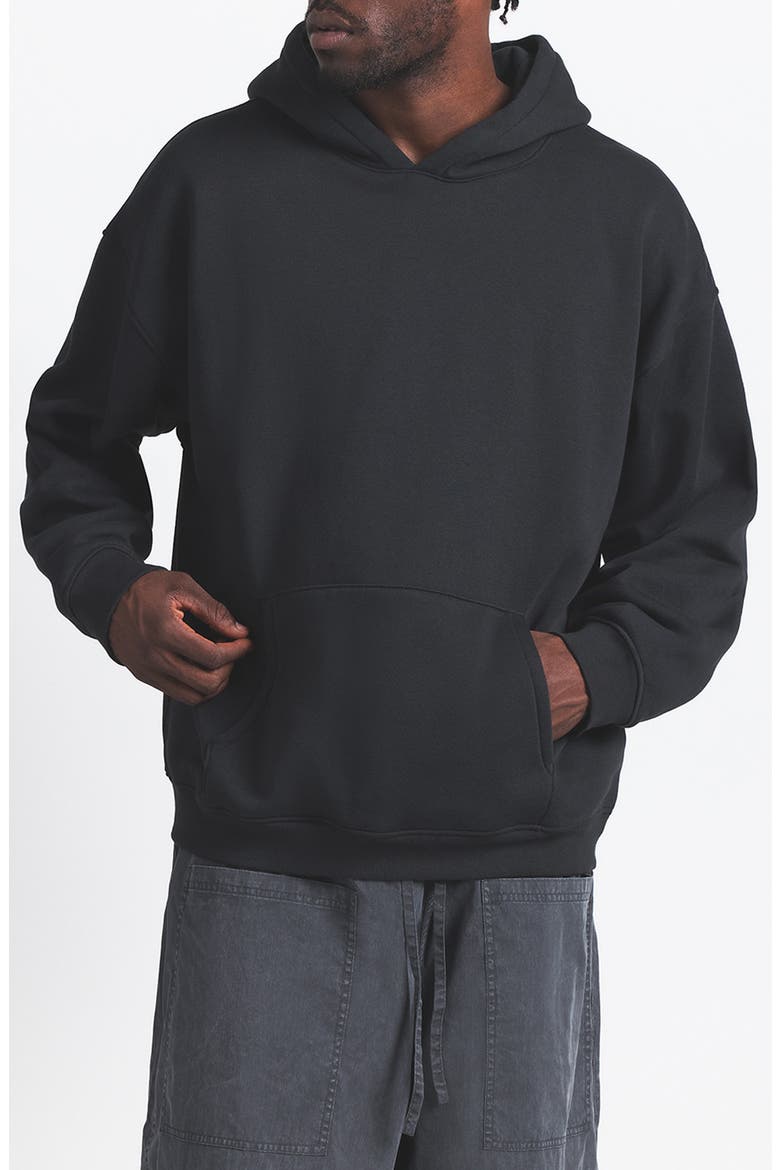 FLEECE LOUNGE RELAXED HOODIE, Main, color, WASHED ONYX