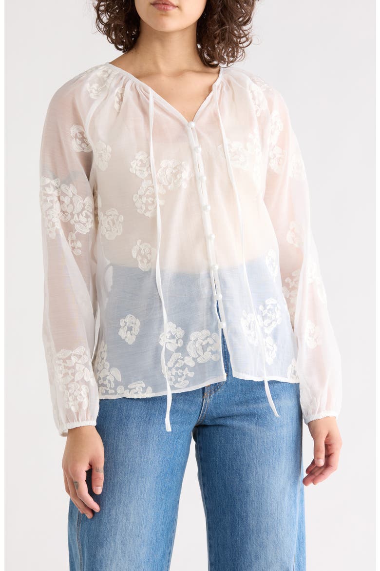 Embroidered Babydoll Top, Main, color, WHITE