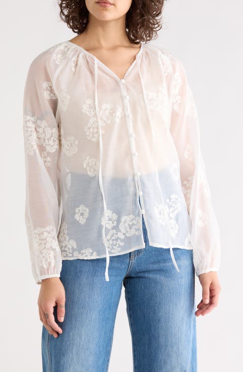 Embroidered Babydoll Top