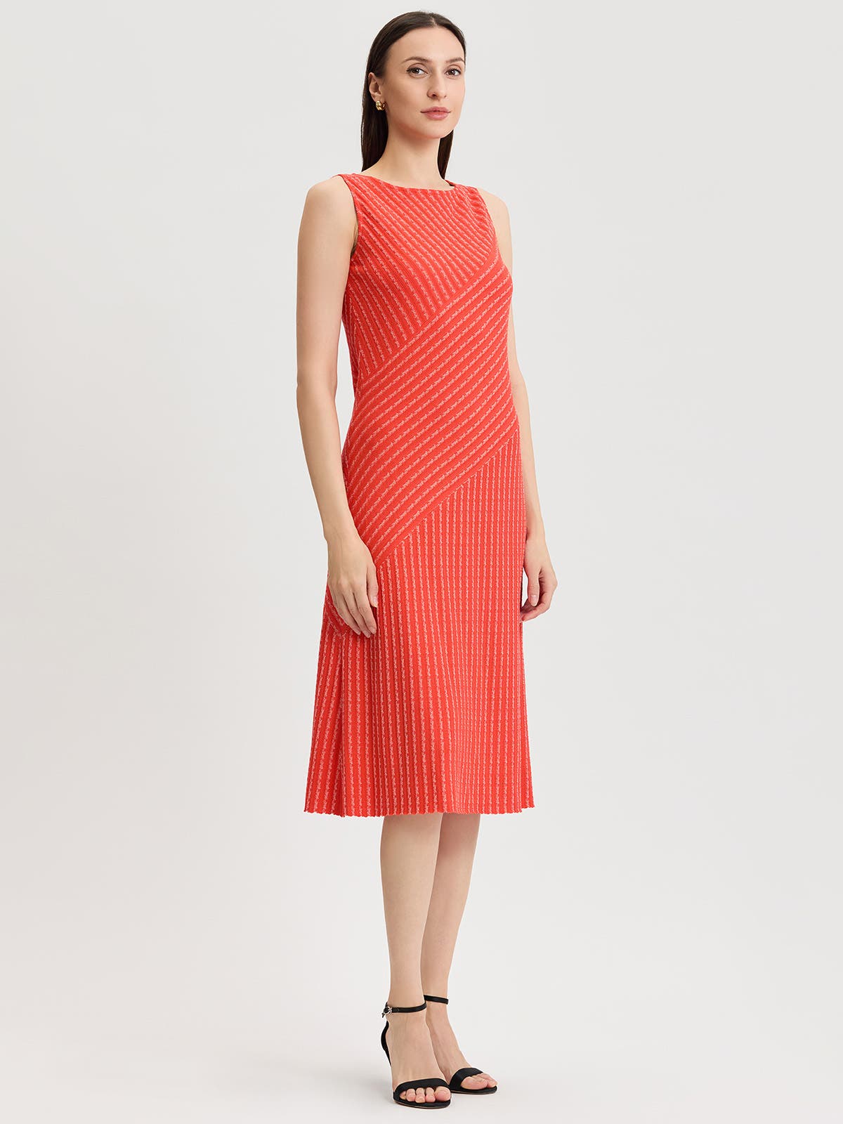Striped Lined Soft Knit Midi Dress - image 2