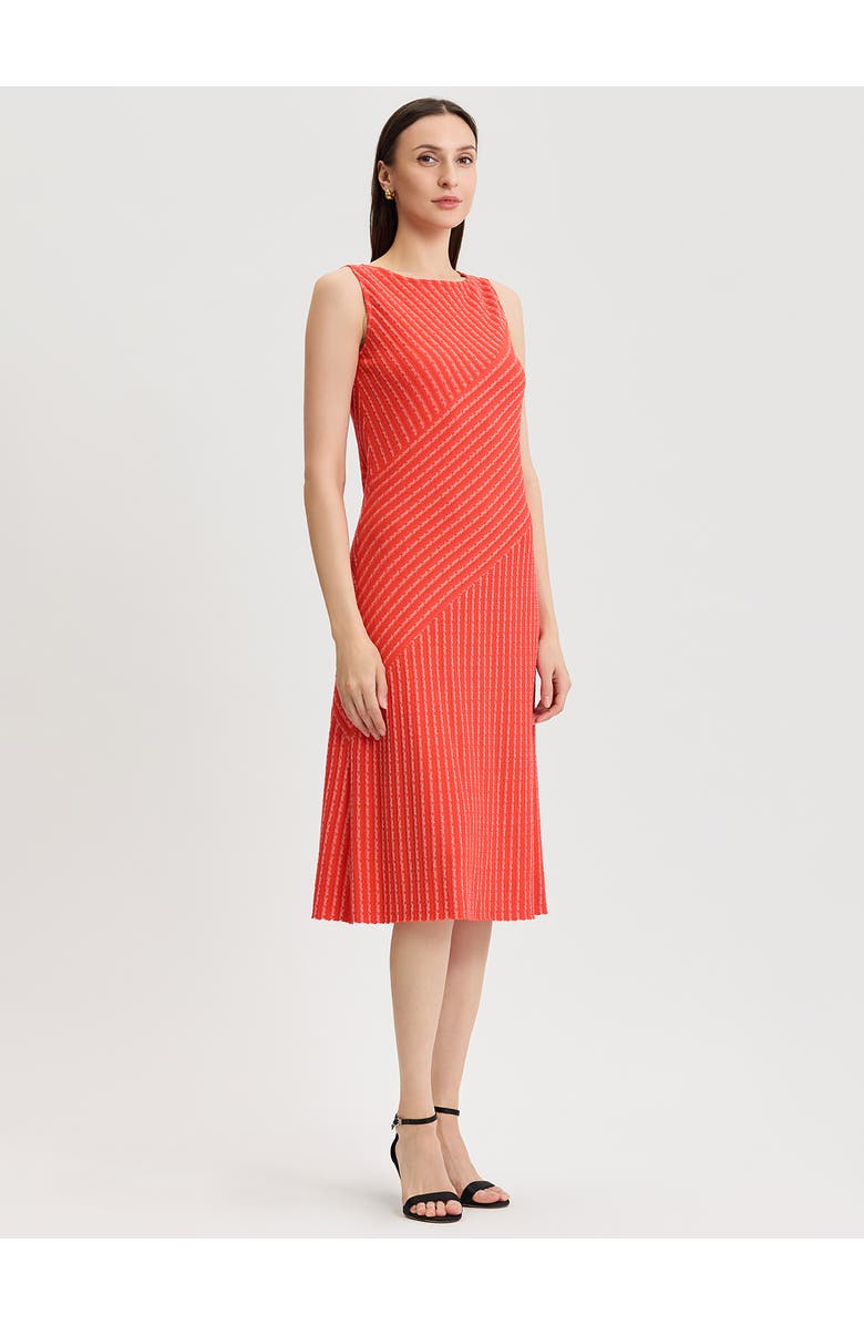 Misook Striped Lined Soft Knit Midi Dress, Alternate, color, Cherry Ember/Biscotti