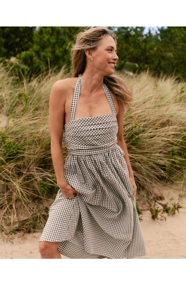 Cartolina Chalmers Gingham Halter Midi Dress, Alternate, color, Moss