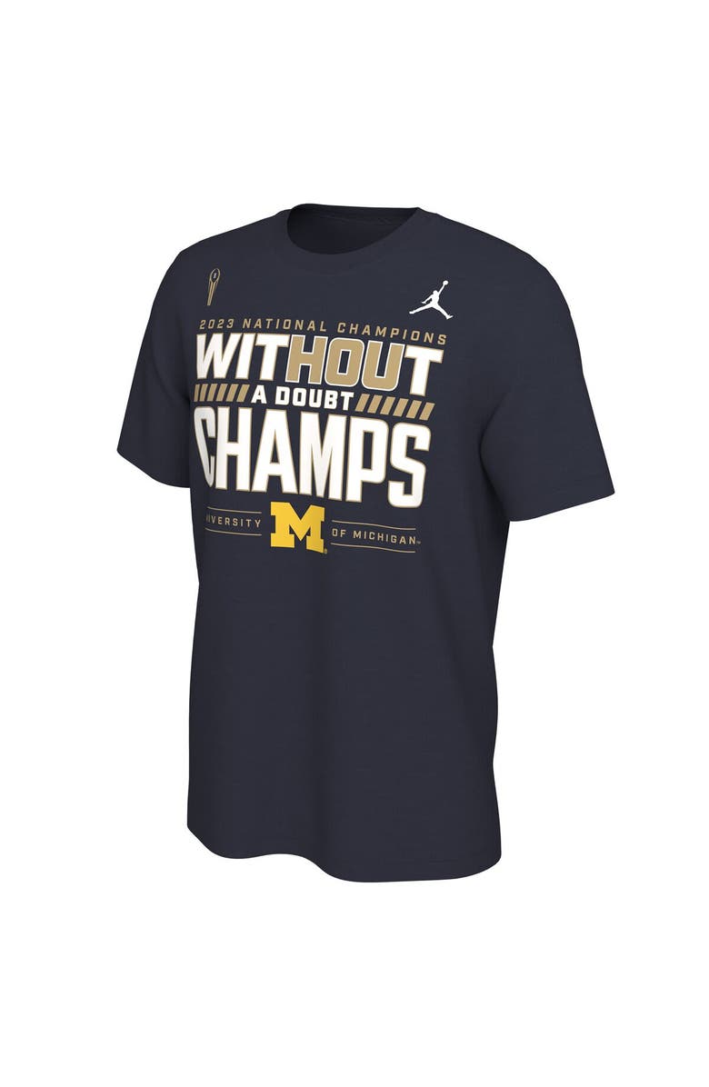 Jordan Brand Men's Jordan Brand Navy Michigan Wolverines College Football Playoff 2023 National Champions Locker Room T-Shirt, Alternate, color, 