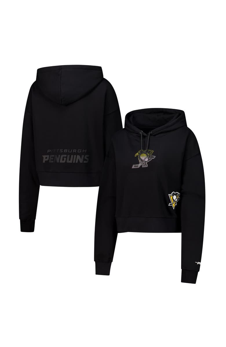 PRO STANDARD Women's Pro Standard  Black Pittsburgh Penguins Jewels Cropped Pullover Hoodie, Main, color, Black