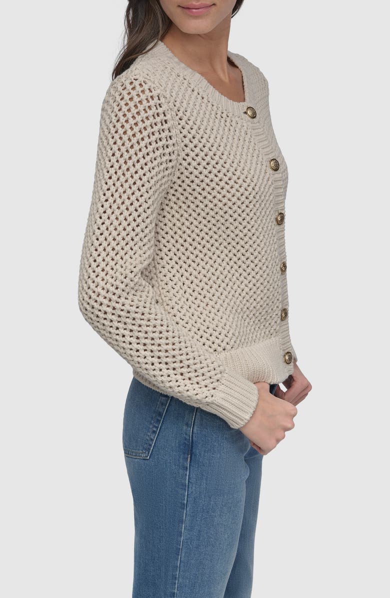 DKNY Jeans Open Stitch Cotton Blend Cardigan, Alternate, color, 
