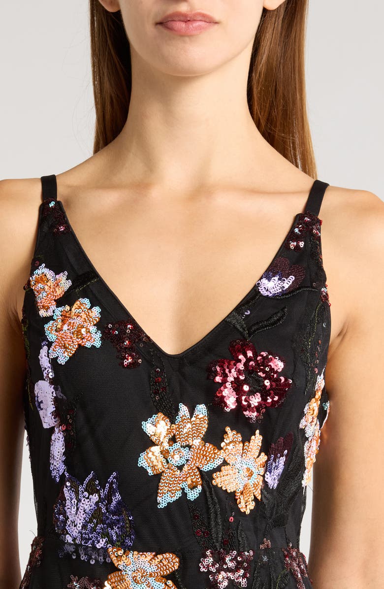Sam Edelman Ali Floral Sequin Midi Dress, Alternate, color, Black/ Multi