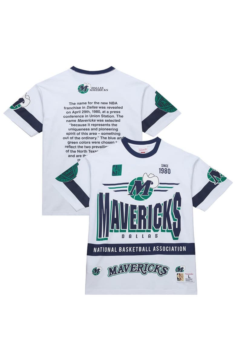 Mitchell & Ness Unisex Mitchell & Ness White Dallas Mavericks Hardwood Classics Vintage Team Origins Premium T-Shirt, Main, color,