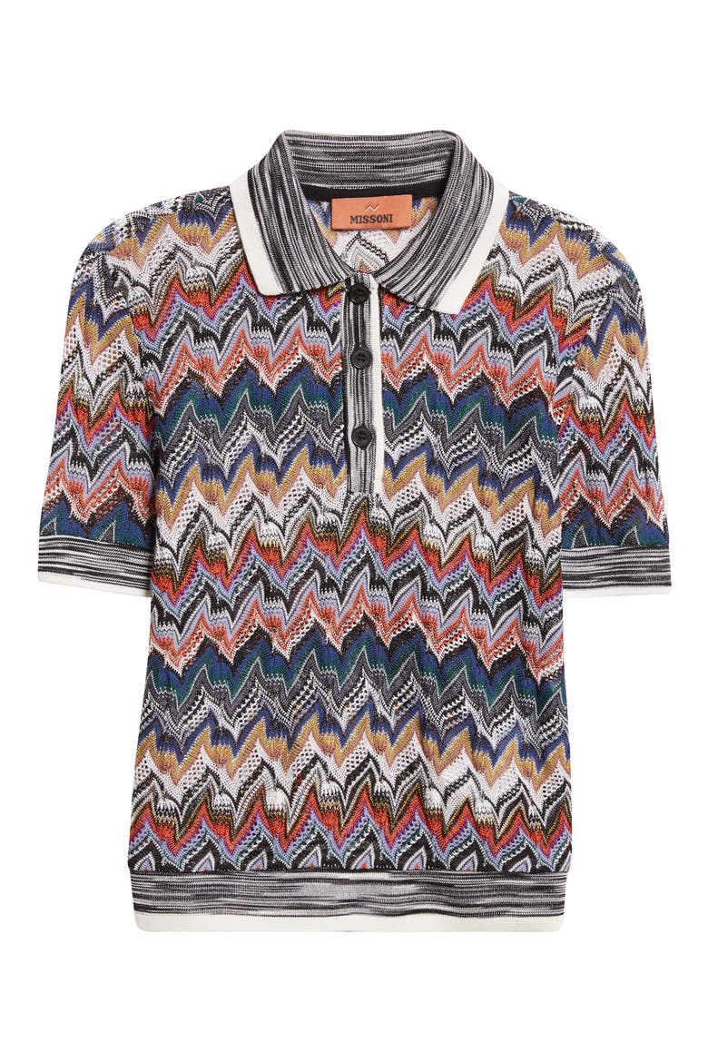 Knit Metallic Lace Polo, Alternate, color, BLUE MULTI