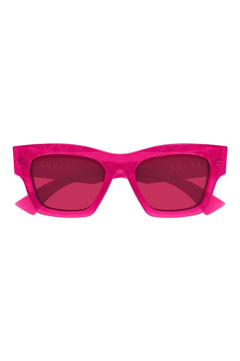 52mm Rectangular Sunglasses, Main, color, FUCHSIA