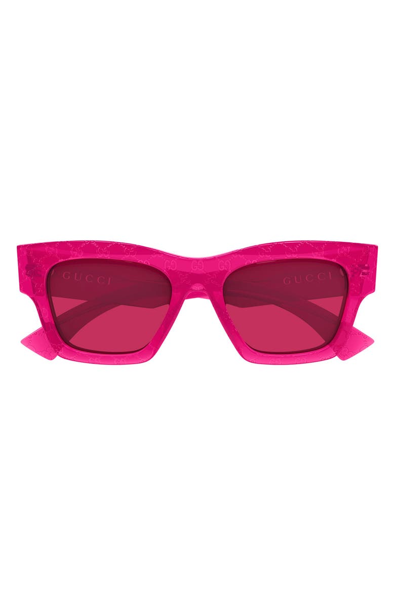 Gucci 52mm Rectangular Sunglasses, Main, color, Fuchsia